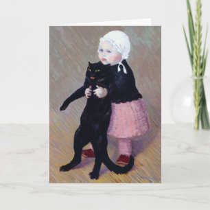 Carte : Une petite fille avec un chat de Steinlen