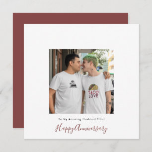 Carte Une photo moderne LGBT Gay Love Mari Anniversaire