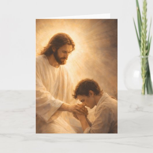 Carte Une prière à genoux avec Jésus (Devant)