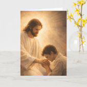 Carte Une prière à genoux avec Jésus (Fleur jaune)