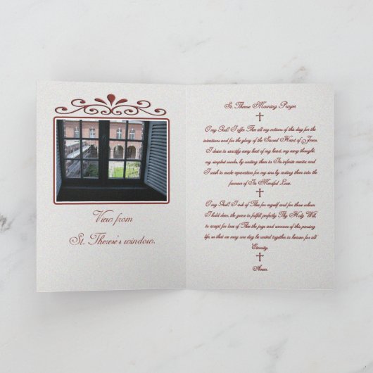 CARTE UNE PRIÈRE DU MATIN ÉCRITE PAR ST THERESE (Intérieur)