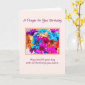 Carte Une prière pour votre anniversaire... (Fleur jaune)