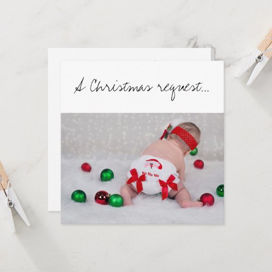 Carte Une proposition de parrainage de Noël Bébé avec co (Devant/Arrière en situation)