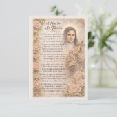 Carte Une rose pour Sainte Thérèse Note de dévotion (Debout devant)
