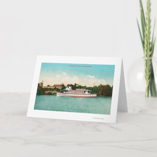 Carte Une scène du fleuve Sacramento avec un bateau de (Devant)