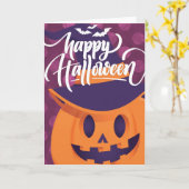 Carte Une sorcière citrouille joyeuse Halloween (Fleur jaune)