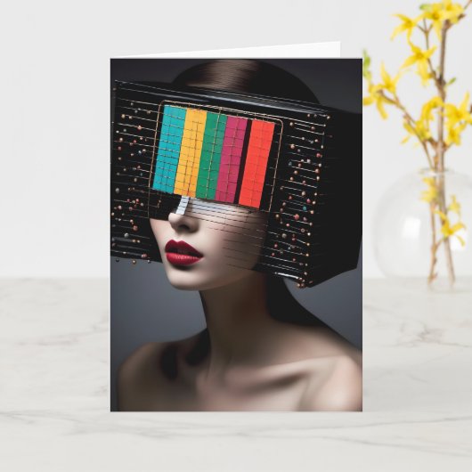 Carte Une Tête de TV couleur femme Toutes les occasions (Fleur jaune)