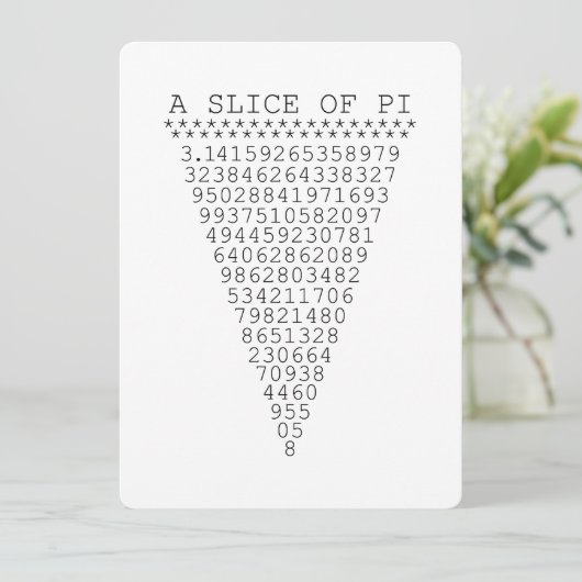 Carte Une tranche de numéros Pi (Debout devant)
