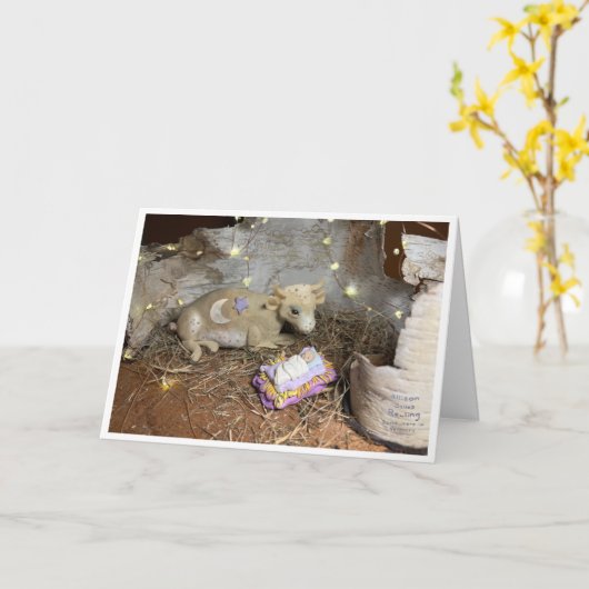 Carte Une vache de Noël (Fleur jaune)