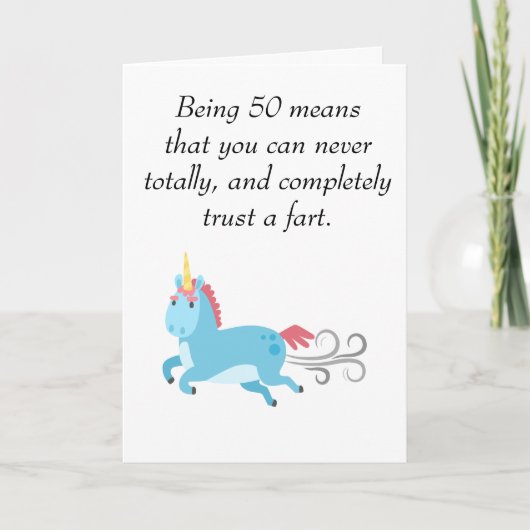Carte Unicorn 50th Birthday Trust a Fart Humour 50 (Devant)