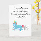 Carte Unicorn 50th Birthday Trust a Fart Humour 50 (Fleur jaune)