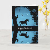 Carte Unicorn and Owl Crescent Moon Birthday (Fleur jaune)