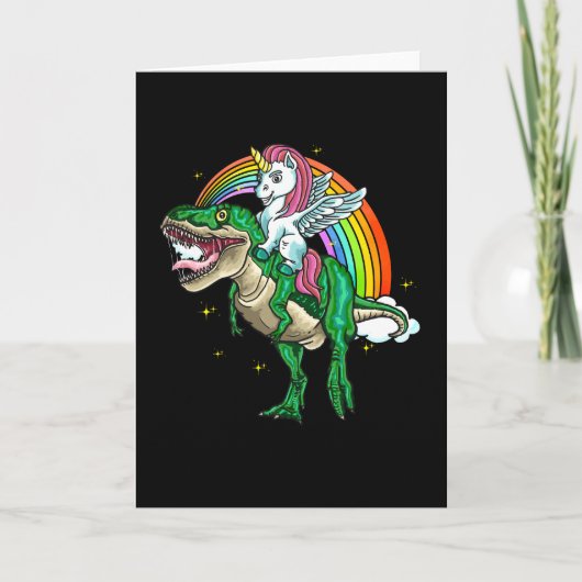 Carte Unicorn Circule Sur T-Rex Funny Kids Homme Cadeau (Devant)