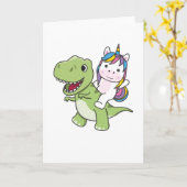 Carte Unicorn Circule Sur Trex Cute Dinosaur Avec Unicor (Fleur jaune)