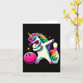 Carte Unicorn Dabbing Bowling filles d'anniversaire (Fleur jaune)