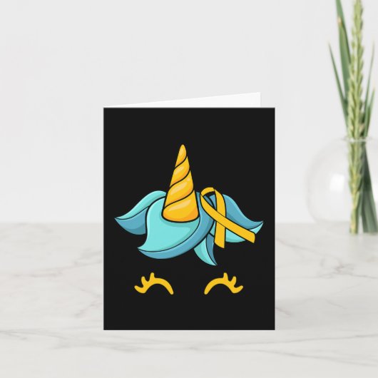 Carte Unicorn Face Enfance Cancer Sensibilisation Ruban  (Devant)