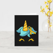 Carte Unicorn Face Enfance Cancer Sensibilisation Ruban  (Fleur jaune)