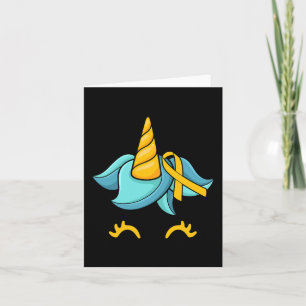 Carte Unicorn Face Enfance Cancer Sensibilisation Ruban 