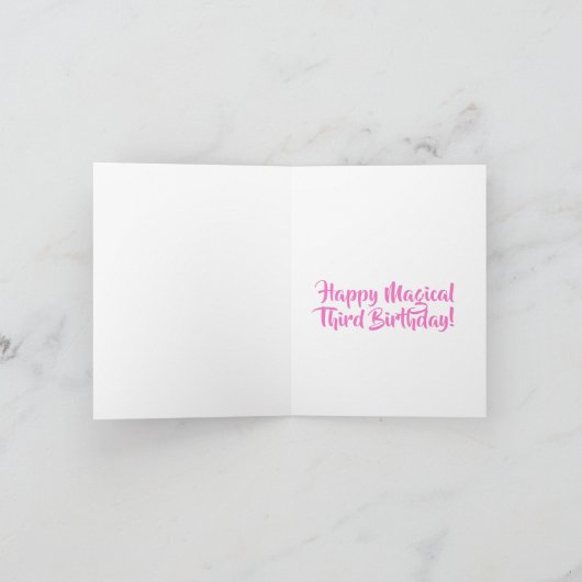 Carte Unicorn Flamant rose Magique Rainbow Girl 3e anniv (Intérieur)