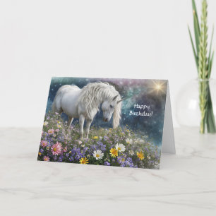 Carte Unicorn Fleurs Général Anniversaire Mystique Mysti