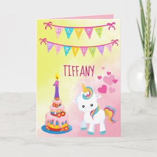 Carte Unicorn Joyeuse 1ère fille anniversaire
