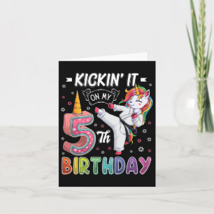 Carte Unicorn Karate 5e anniversaire Cinq 5 ans Taekw