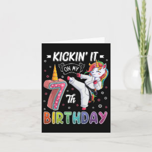 Carte Unicorn Karate 7e anniversaire 7 sept ans Taek