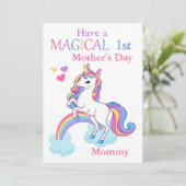 Carte Unicorn Magical 1st Mother's Day Kids Flat (Debout devant)