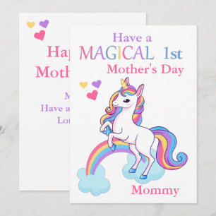 Carte Unicorn Magical 1st Mother's Day Kids Flat