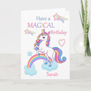 Carte Unicorn Magique Anniversaire rose