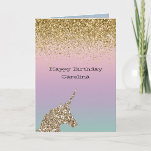 Carte Unicorn Ombre Gold Parties scintillant