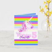 Carte Unicorn rainbow 5th Birthday card (Fleur jaune)
