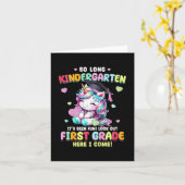 Carte Unicorn si longue maternelle Graduation Dernier jo (Fleur jaune)