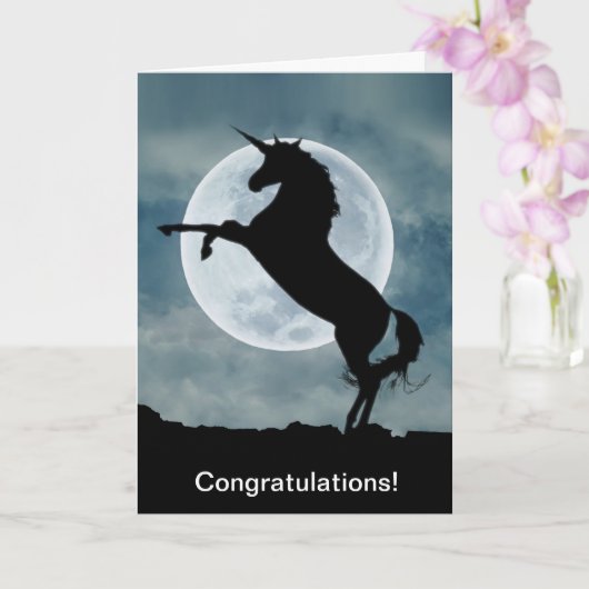 Carte Unicorn Silhouette Pleine lune Félicitations (Orchidée)
