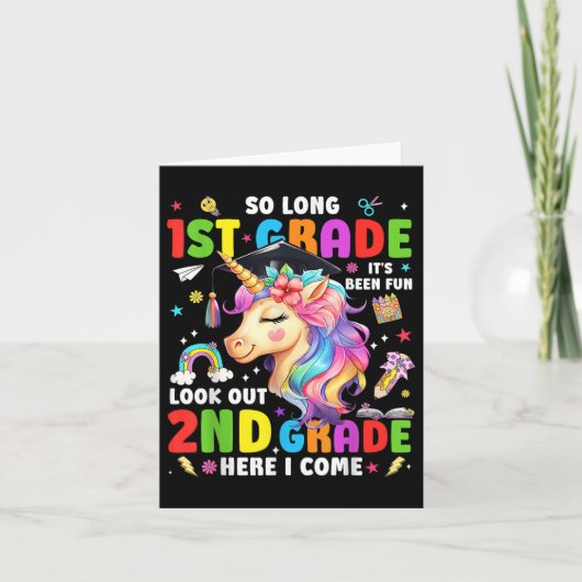 Carte Unicorn So Long First Grade Graduation 2e année H (Devant)