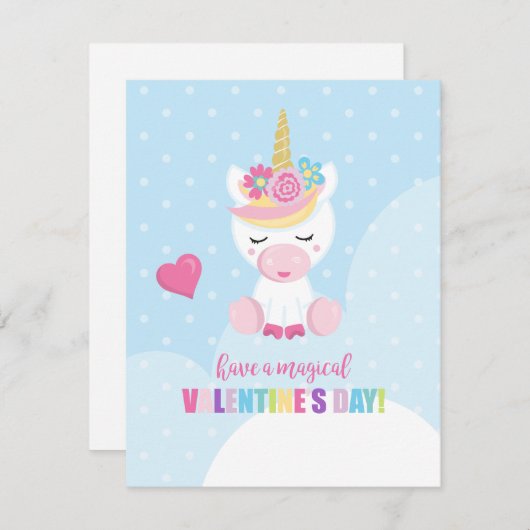 Carte Unicorn Valentine's Day Card (Devant / Derrière)