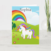 Carte Unicorn Young Girls Birthday Personnaliser le nom (Devant)