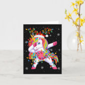 Carte Unicorne Animal Santa Hat Ugly Christmas Tree Ligh (Fleur jaune)