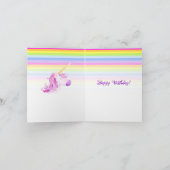 Carte Unicorne aquarelle art et arc-en-ciel 2e anniversa (Intérieur)