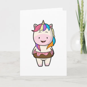 Carte Unicorne avec beigne de chocolat