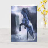 Carte Unicorne bleue 1 (Fleur jaune)