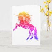 Carte Unicorne colorée, Anniversaire (Fleur jaune)