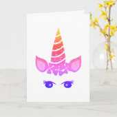 Carte Unicorne colorée, Anniversaire (Fleur jaune)