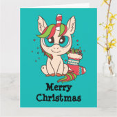 Carte Unicorne de Noël (Fleur jaune)