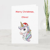 Carte Unicorne de Noël mignonne (Devant)