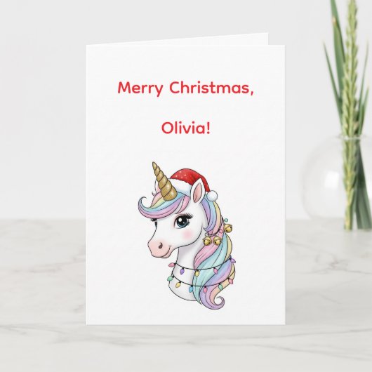 Carte Unicorne de Noël mignonne (Devant)