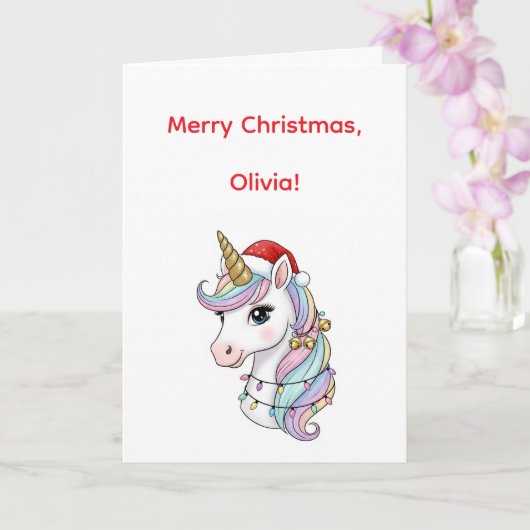 Carte Unicorne de Noël mignonne (Orchidée)