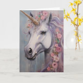 Carte Unicorne de printemps, Anniversaire (Fleur jaune)