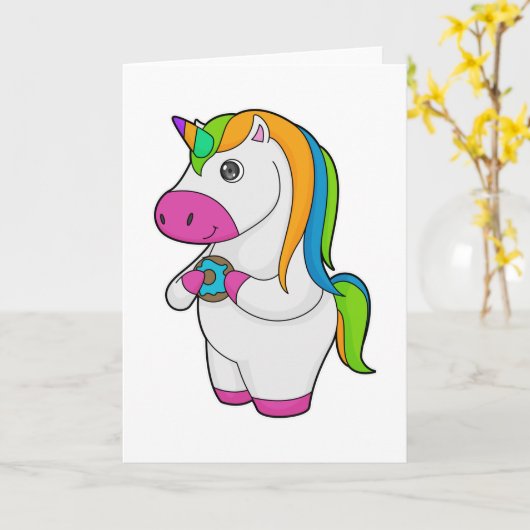 Carte Unicorne Donut (Fleur jaune)