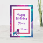 Carte Unicorne imaginaire rose violet 10e anniversaire (Devant)